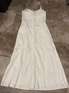 Dress Forum White Linen Cotton Blend Dress